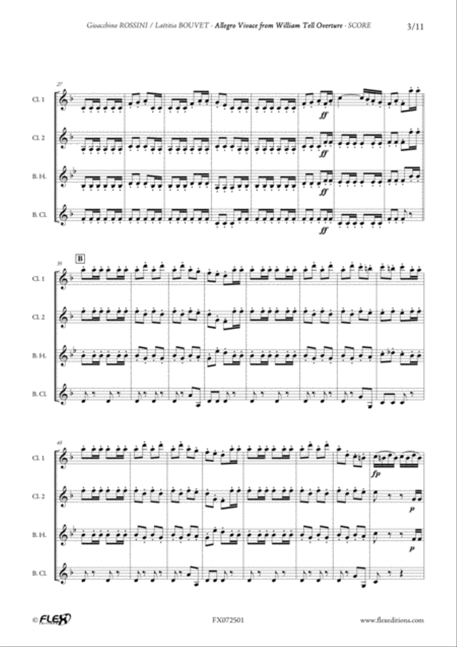 Allegro Vivace from William Tell Overture Clarinet Quartet scores gallery preview page 3