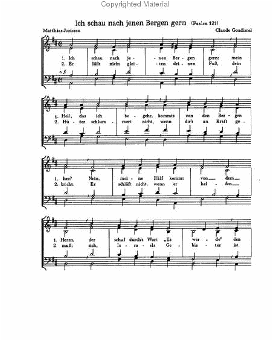 Goudimel: Ich schau nach jenen Bergen; Schutz: Du tust viel Guts beweisen Score scores gallery preview page 2