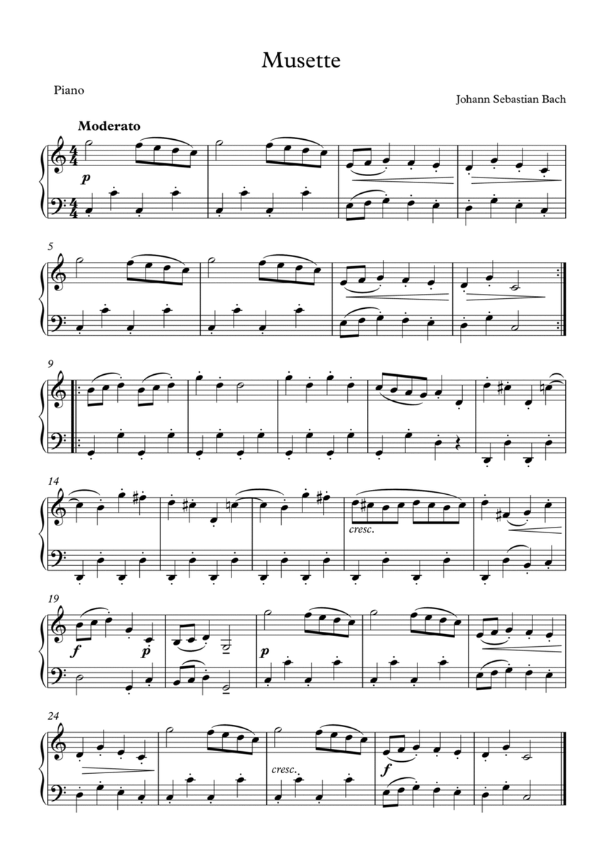 Musette - Johann Sebastian Bach (Piano Solo) image number null