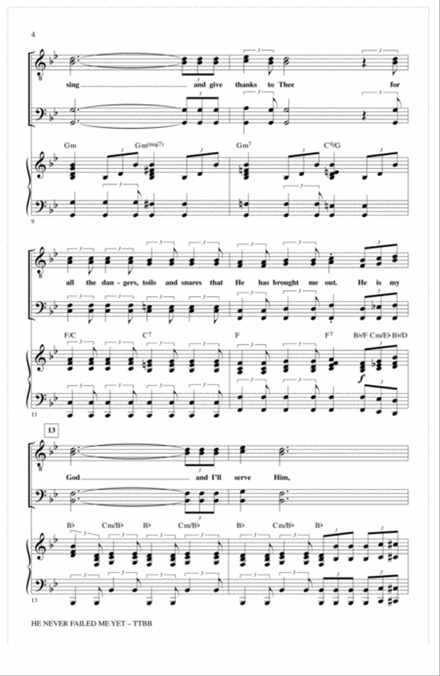 He Never Failed Me Yet (arr. Keith Christopher) TTBB scores gallery preview page 2