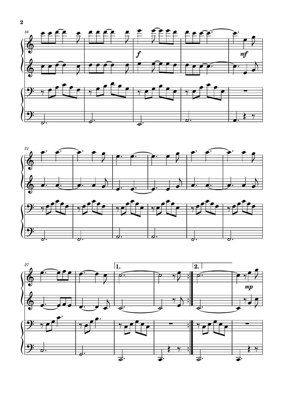 Hallelujah Hallelujah 1 Piano, 4-Hands scores gallery preview page 2