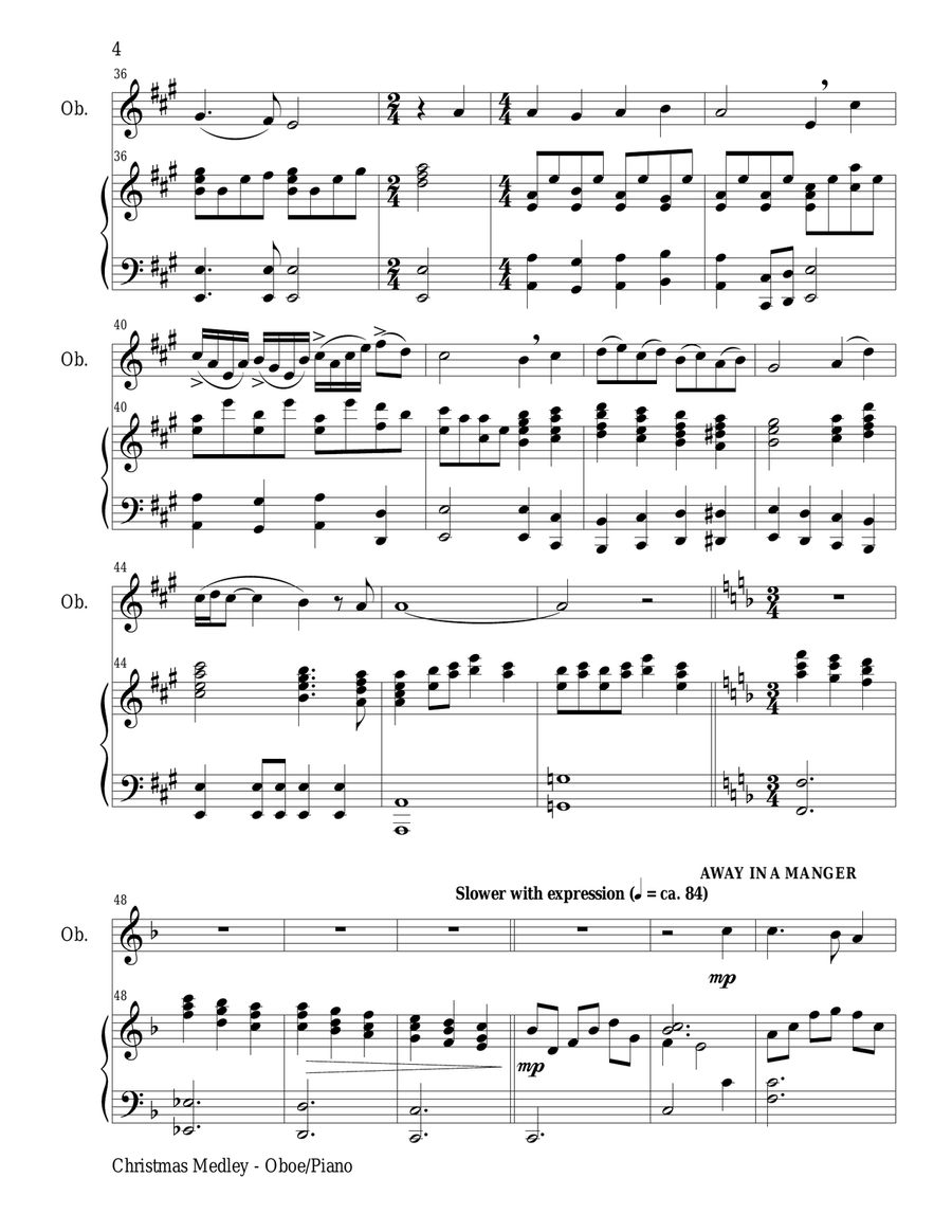CHRISTMAS JOY MEDLEY (Oboe/Piano and Oboe Part) Piano scores gallery preview page 4