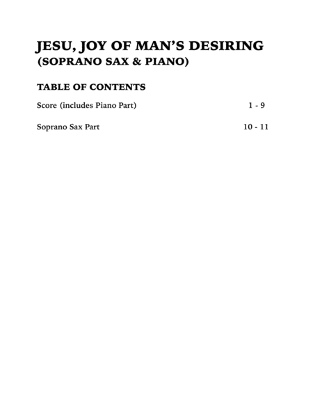 Jesu, Joy of Man's Desiring (Soprano Sax and Piano) image number null