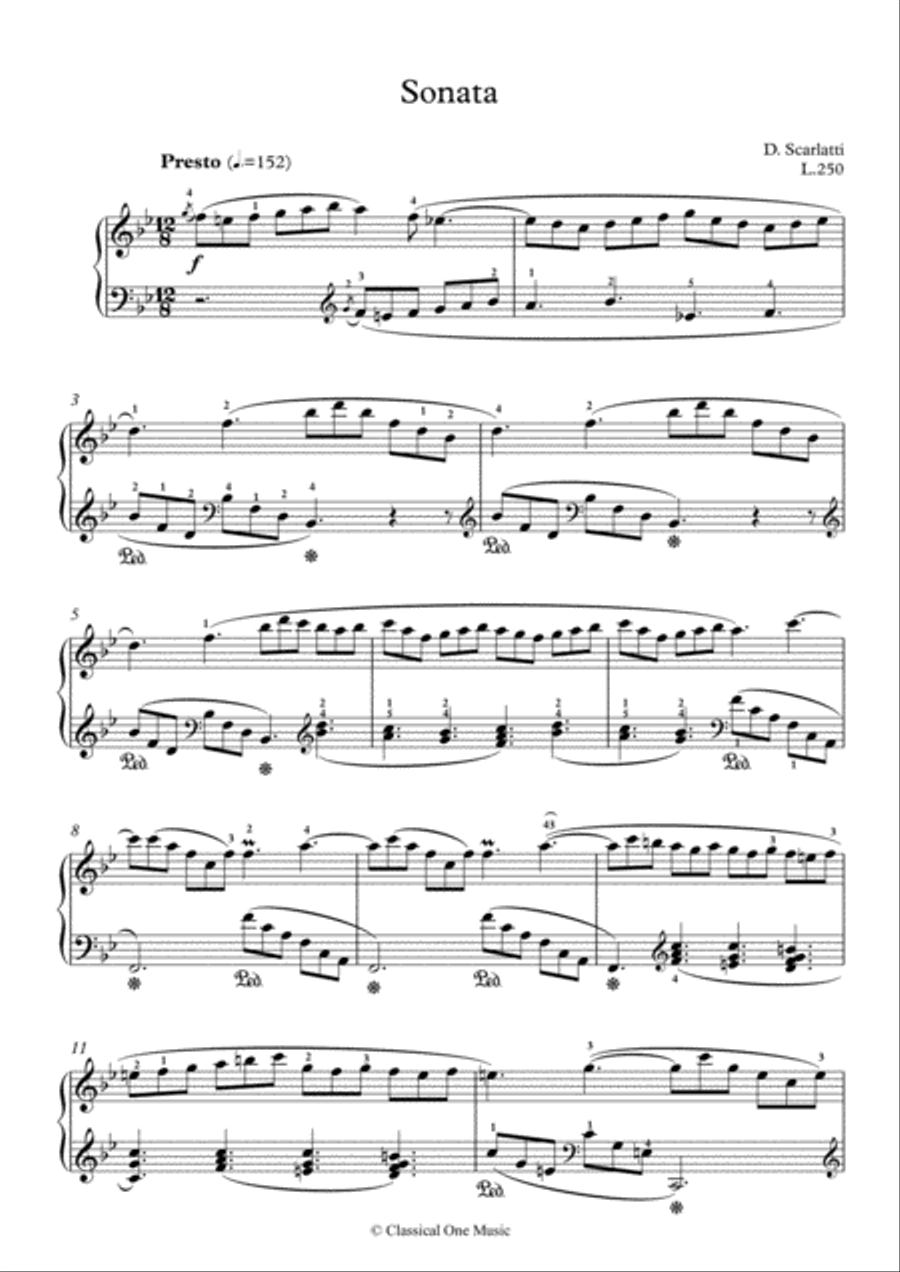 Scarlatti-Sonata in B-Major L.250 K.190(piano) Piano Solo scores gallery preview page 2