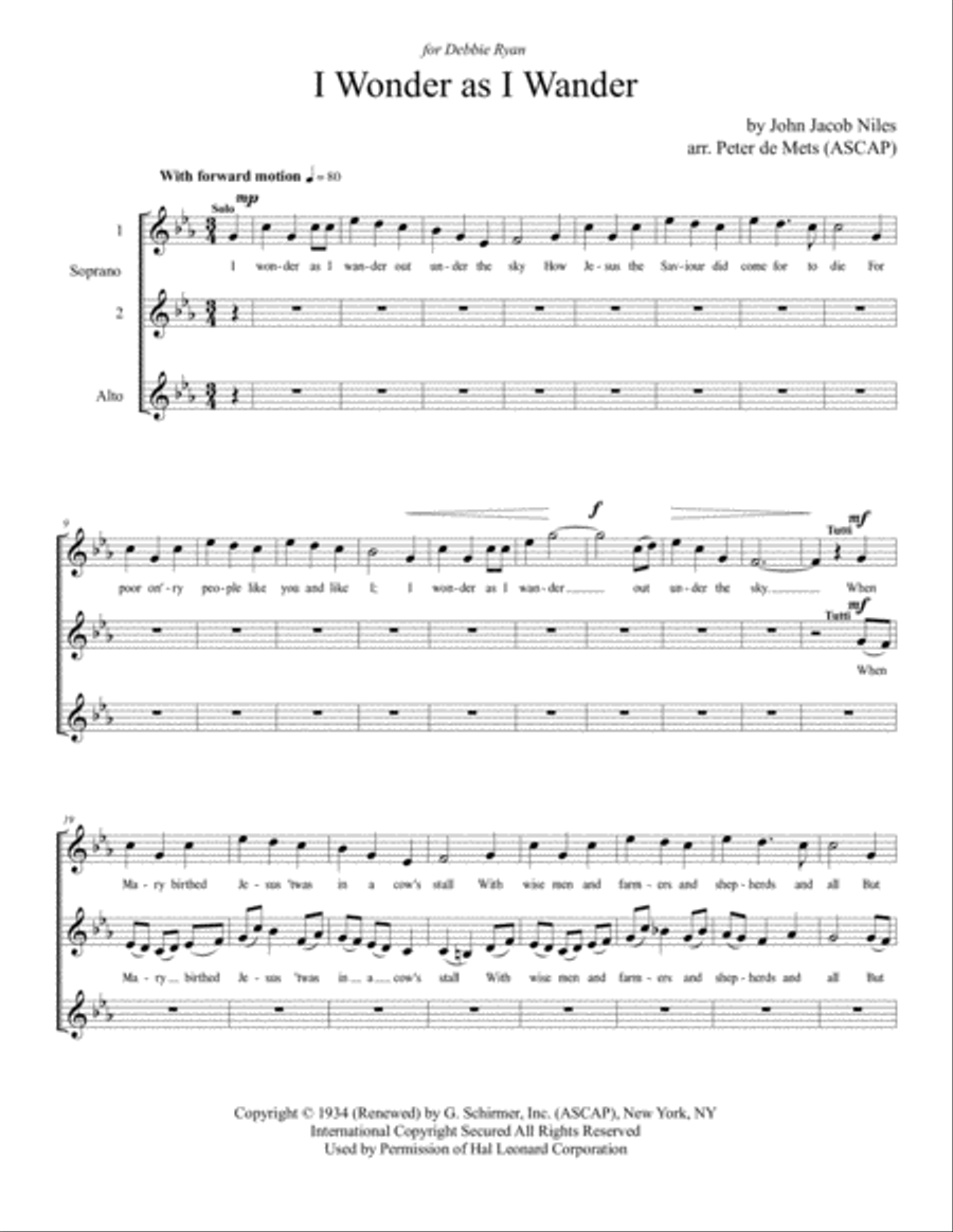 I Wonder As I Wander I Wonder As I Wander SSA scores gallery preview page 1