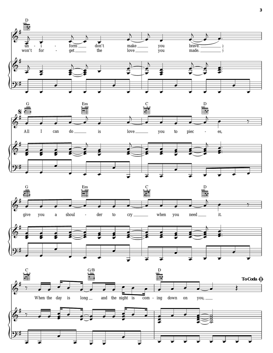 All I Can Do Piano, Vocal, Guitar scores gallery preview page 3
