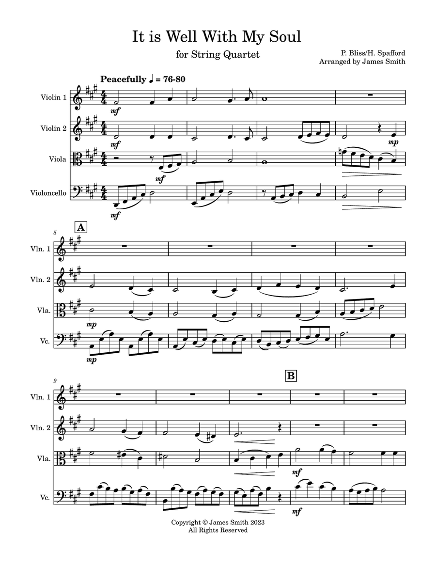 It Is Well With My Soul for String Quartet String Quartet scores gallery preview page 1
