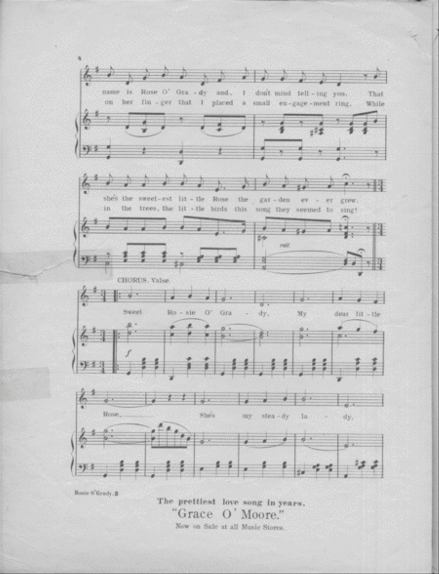 Sweet Rosie O'Grady. Waltz Song and Chorus Choir scores gallery preview page 3