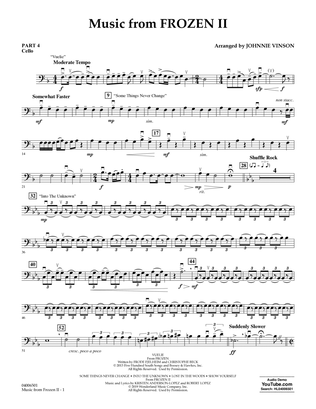 Book cover for Music from Disney's Frozen 2 (arr. Johnnie Vinson) - Pt.4 - Cello