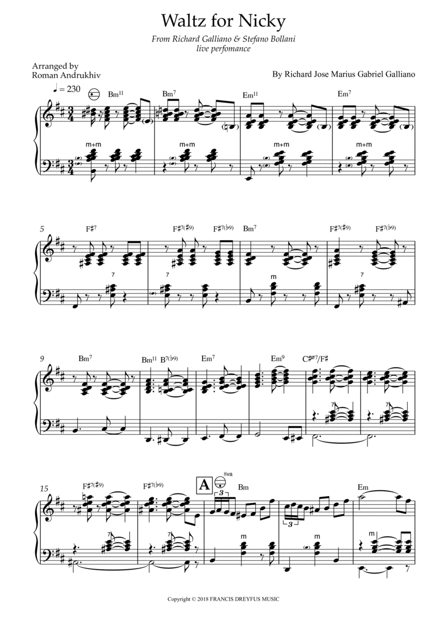 Waltz For Nicky Accordion scores gallery preview page 1