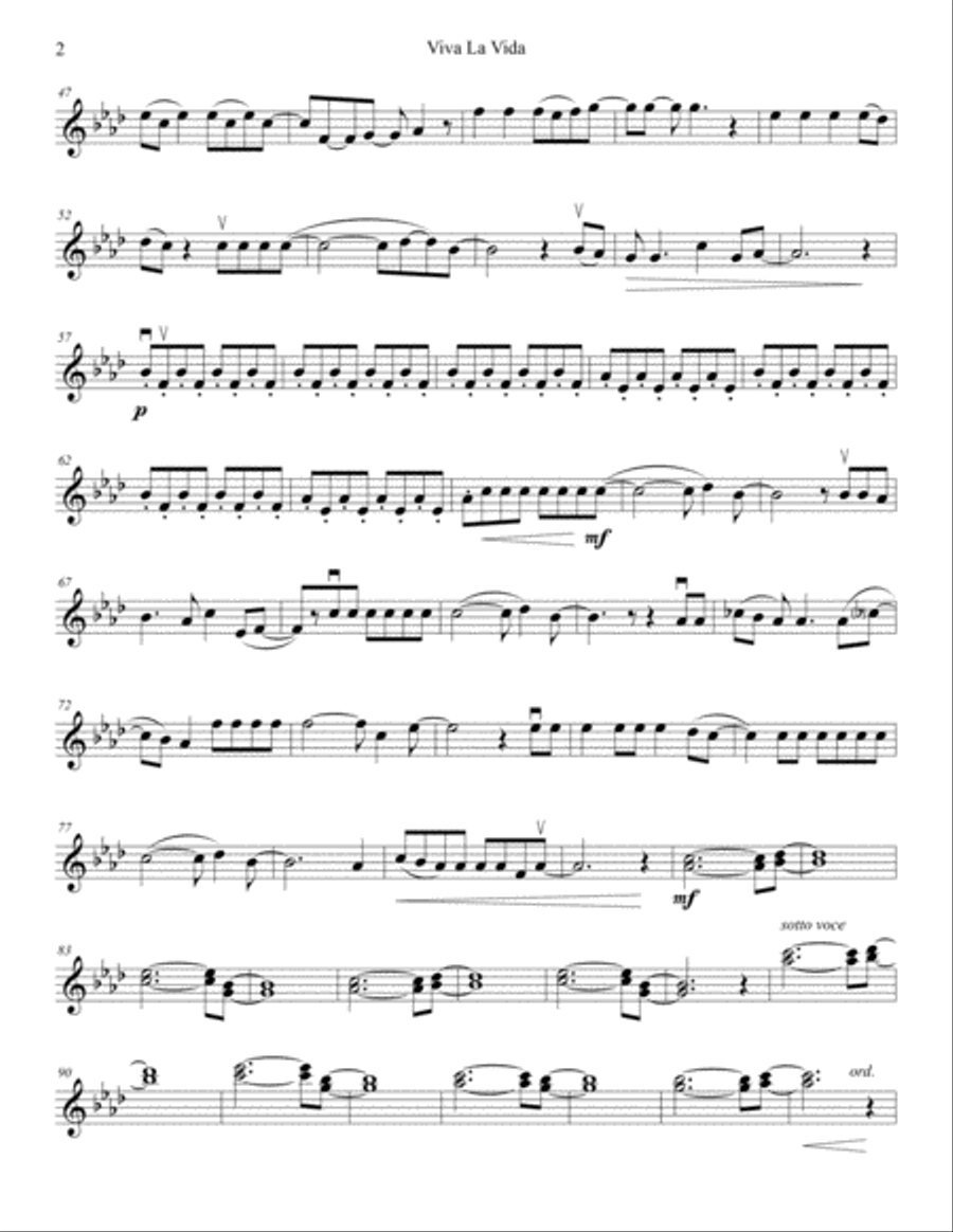Viva La Vida Viva La Vida String Quartet scores gallery preview page 2