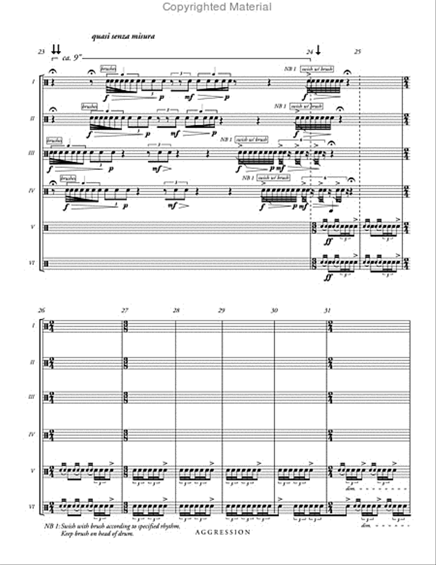 Aggression for Six Snare Drums Percussion Ensemble scores gallery preview page 7