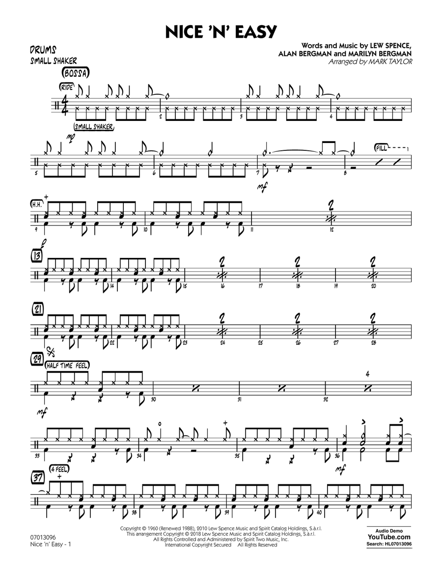 Nice 'n' Easy - Drums Nice 'n' Easy - Drums Jazz Ensemble scores gallery preview page 1