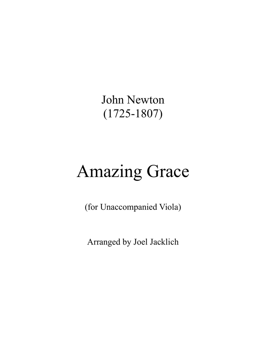 Amazing Grace for Unaccompanied Viola Viola Solo scores gallery preview page 1