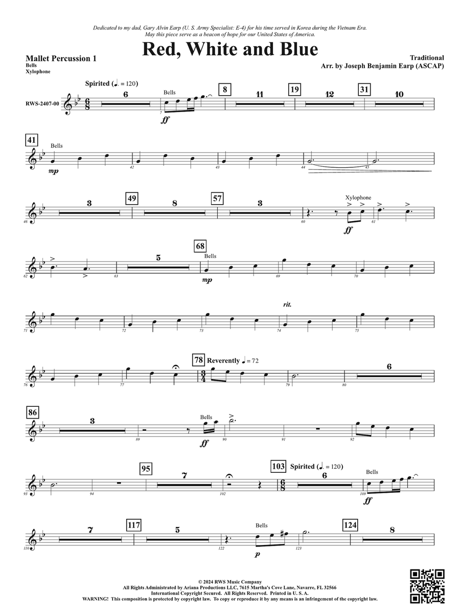 Red, White and Blue: 1st Mallet Percussion Percussion scores gallery preview page 1