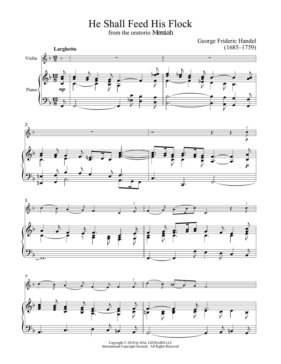 He Shall Feed His Flock He Shall Feed His Flock Violin Solo scores gallery preview page 1