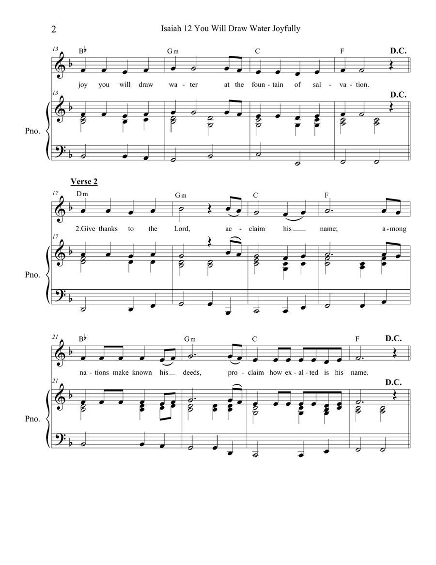 Isaiah 12: You Will Draw Water Joyfully (piano/vocal) Piano, Vocal scores gallery preview page 2