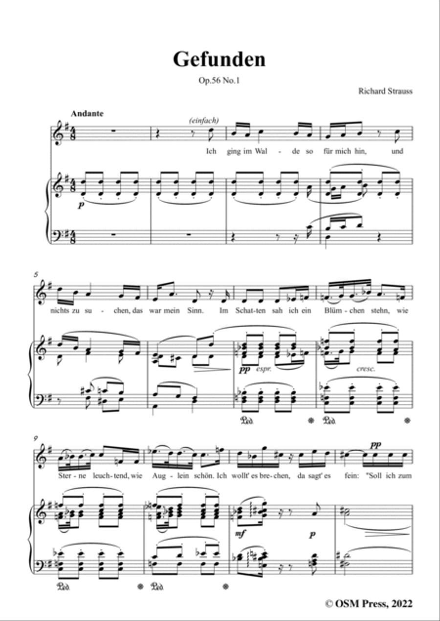 Richard Strauss-Gefunden,in G Major,Op.56 No.1 Voice scores gallery preview page 3