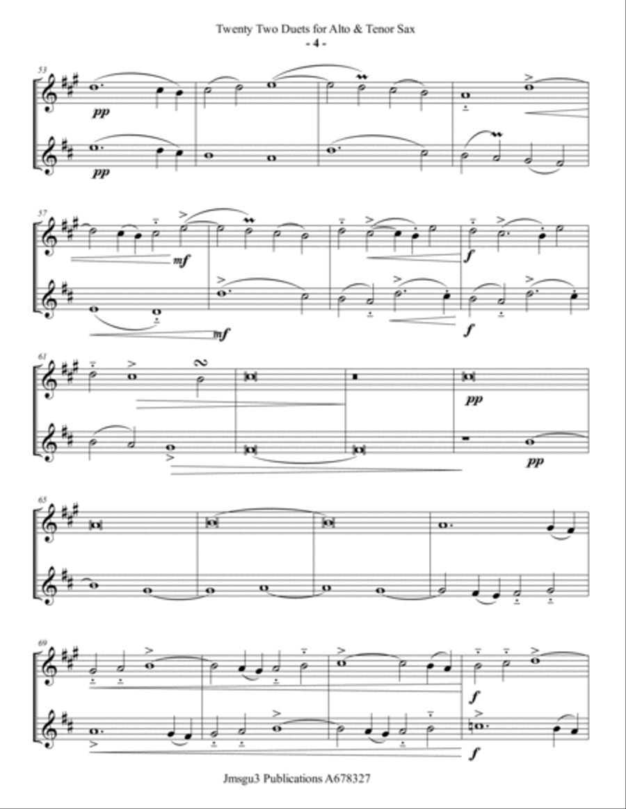 Josquin: 22 Duets for Alto & Tenor Sax Woodwind Duet scores gallery preview page 4