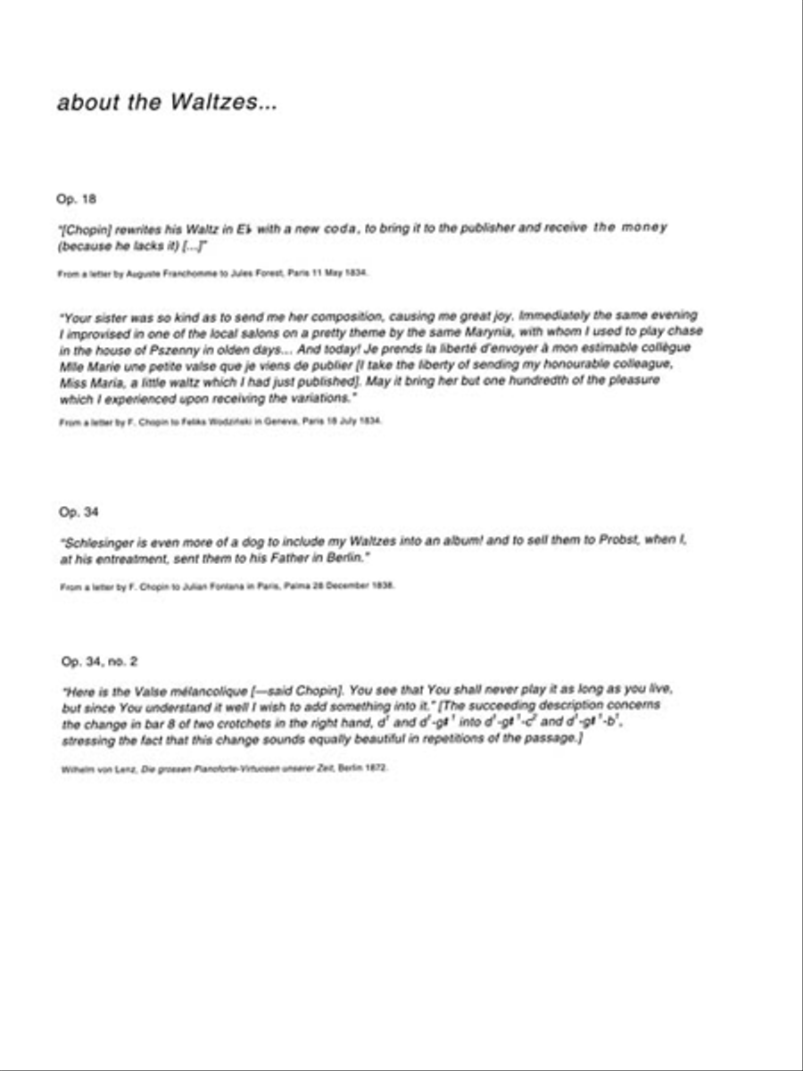 Waltzes Op. 18, 34, 42, 64 Piano Solo scores gallery preview page 3
