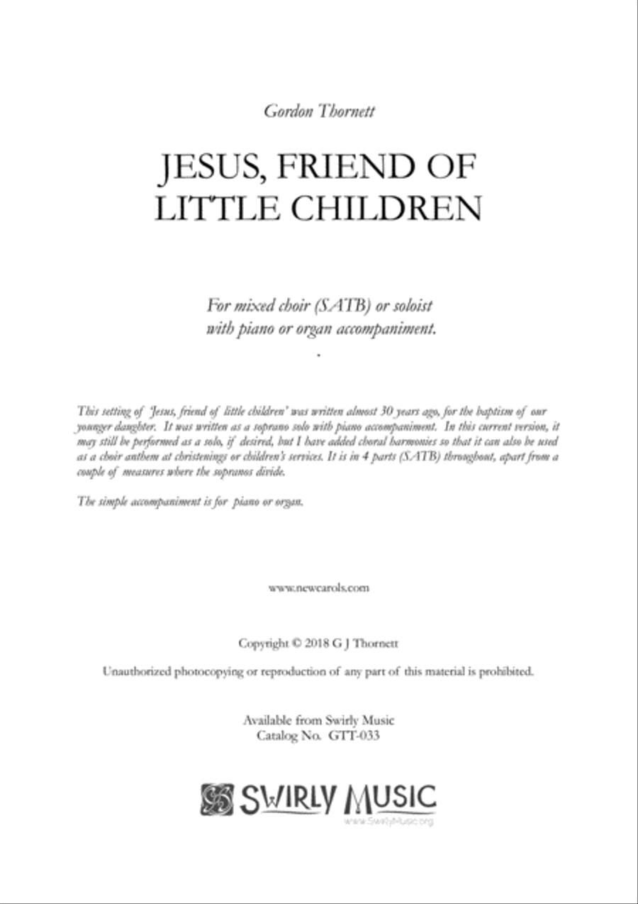 Jesus, Friend of Little Children 4-Part scores gallery preview page 2