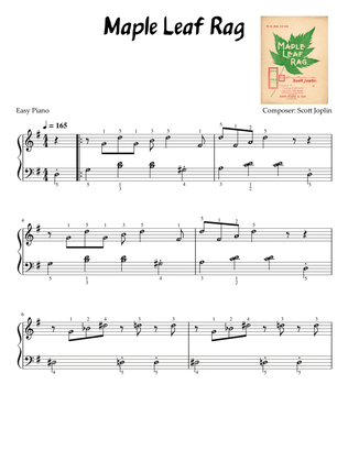 Maple Leaf Rag - Scott Joplin | Simplified Piano Sheet Music Score Grade 4 Level with note names