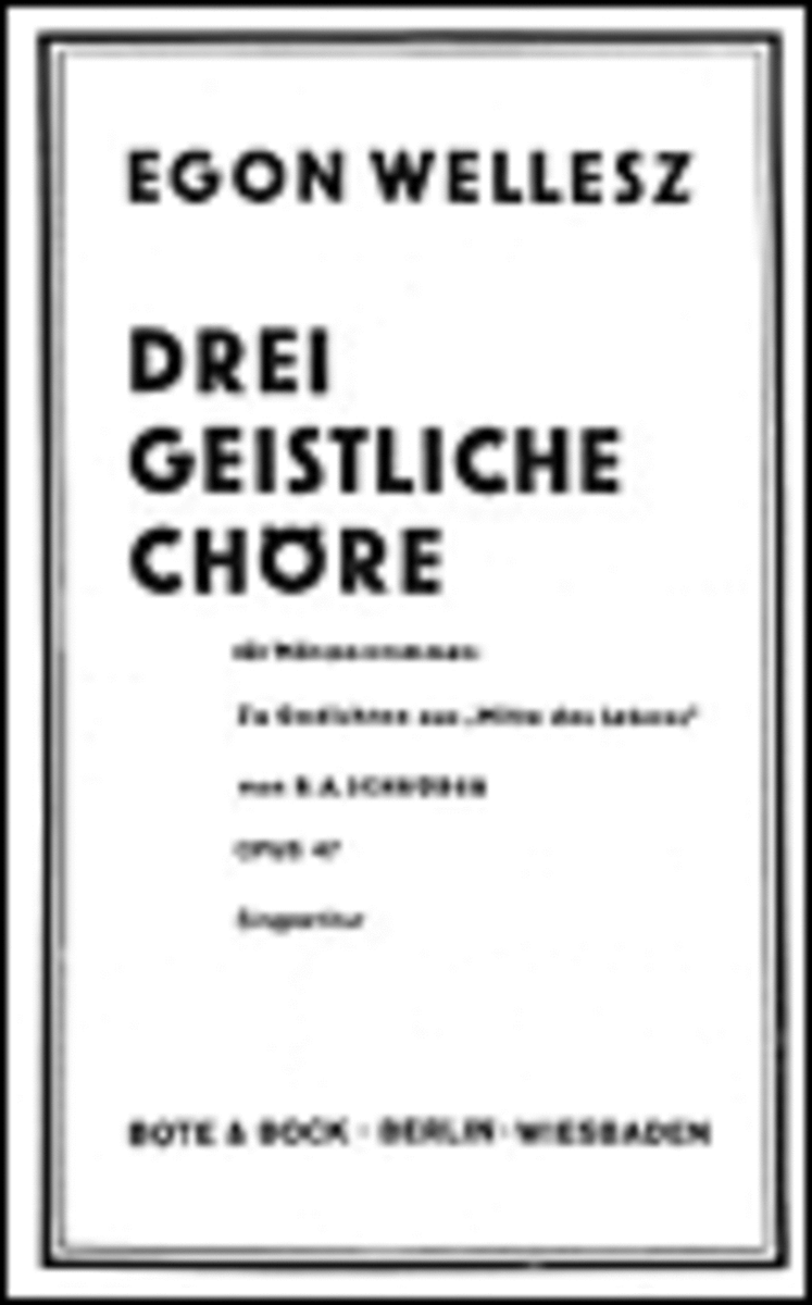 Mitte Des Lebens. Three Sacred Choruses Sclr Men