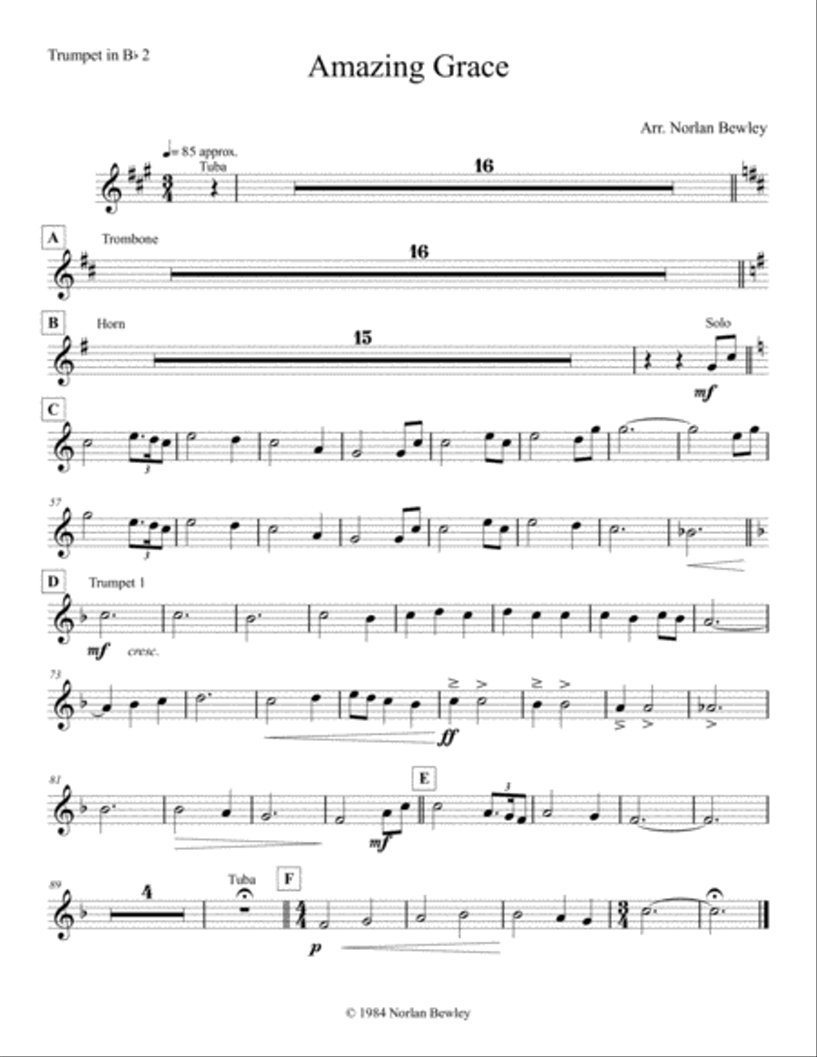 Amazing Grace - Brass Quintet image number null