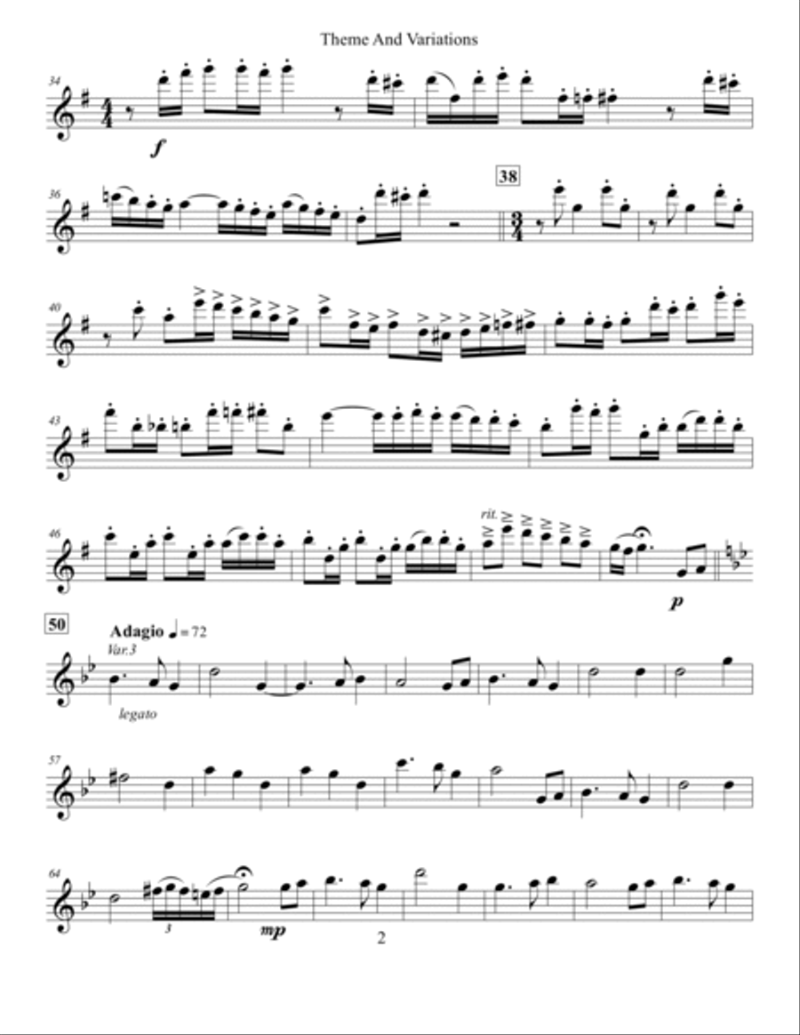 Theme and Variations Woodwind Duet scores gallery preview page 2