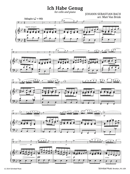 Ich Habe Genug (Cello & Piano) image number null