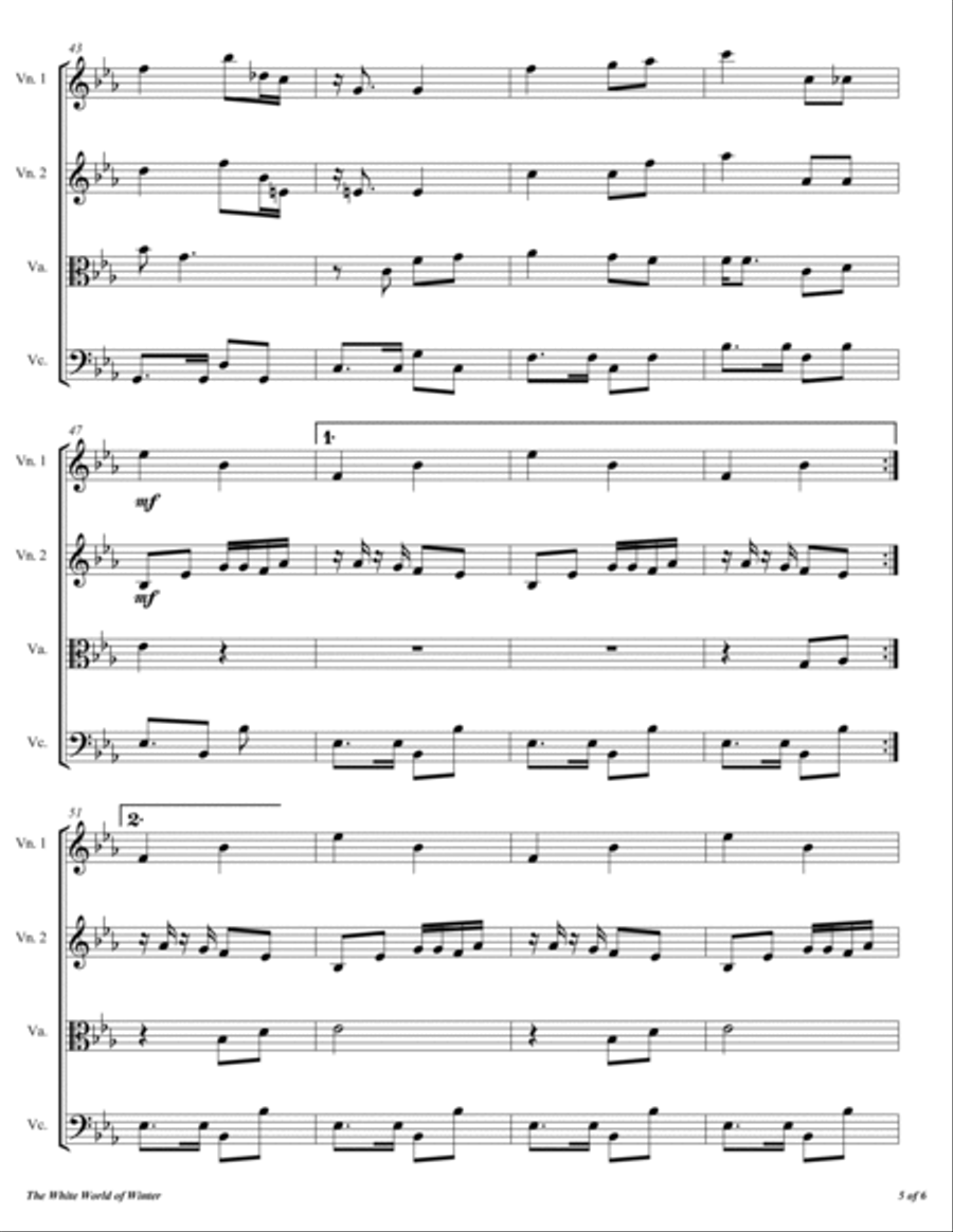 The White World Of Winter String Quartet scores gallery preview page 6