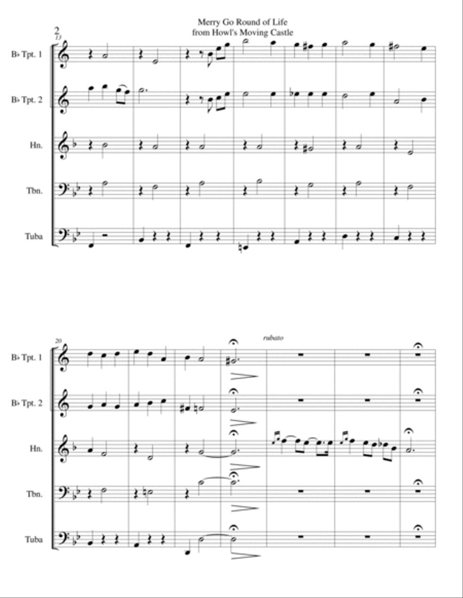 Merry-go-round Of Life Brass Ensemble scores gallery preview page 3