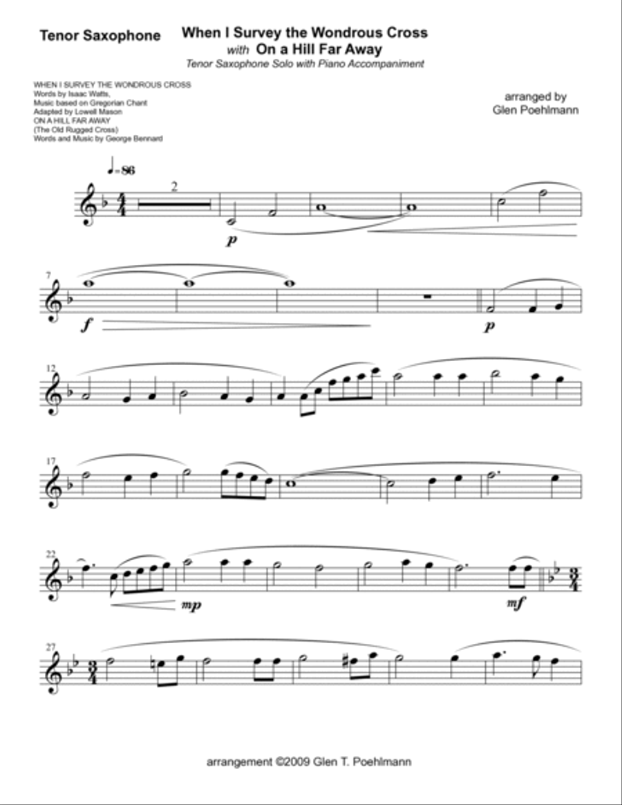 WHEN I SURVEY THE WONDROUS CROSS with THE OLD RUGGED CROSS - Tenor Saxophone Solo with Piano Accomp Tenor Saxophone scores gallery preview page 5