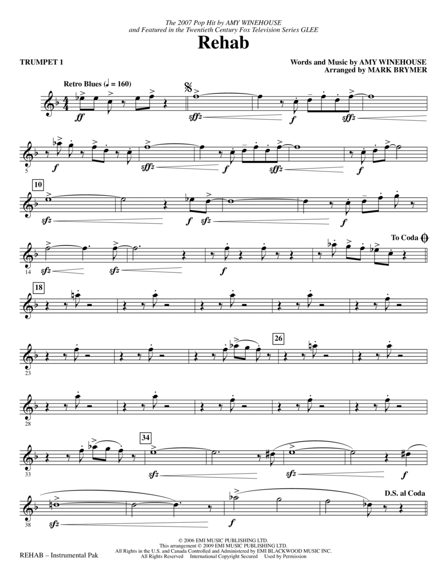 Rehab - Trumpet 1 Choir scores gallery preview page 1