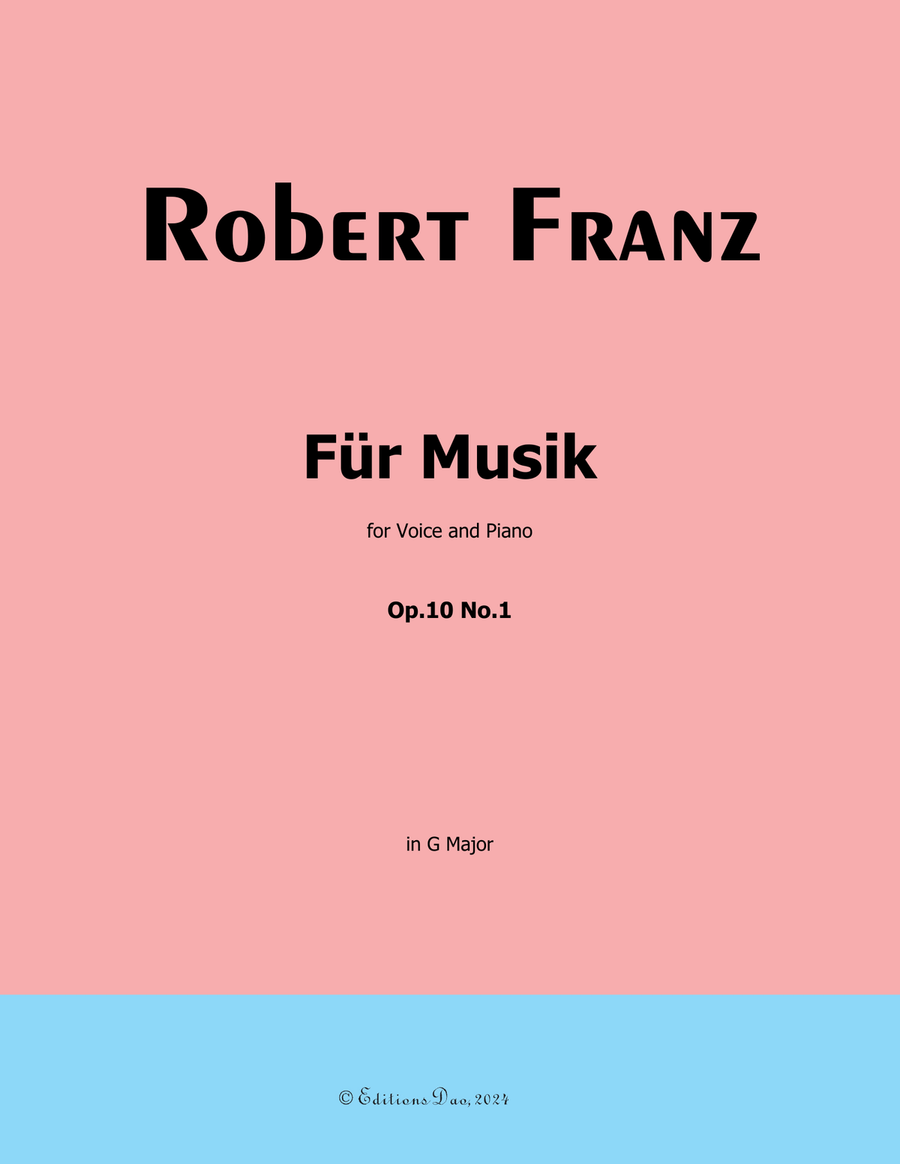 Fur Musik, by Robert Franz, in G Major Voice scores gallery preview page 1