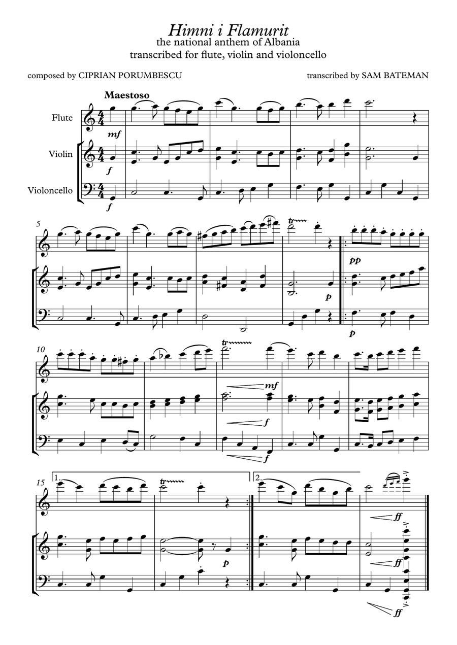 Himni i Flamurit Himni i Flamurit Small Ensemble scores gallery preview page 2
