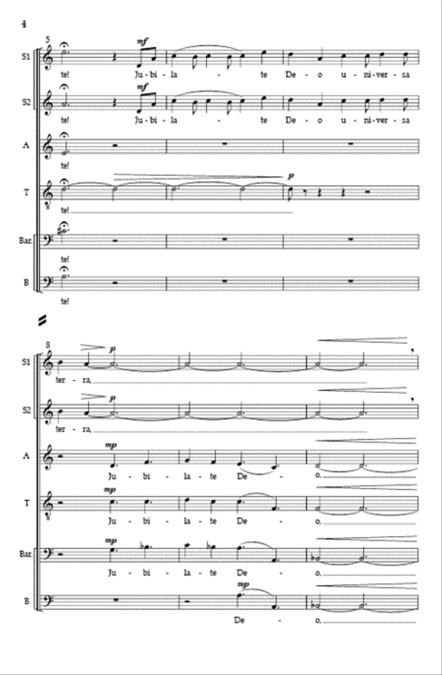 Jubilate Deo (SSATBB with SATB solos) 4-Part scores gallery preview page 3
