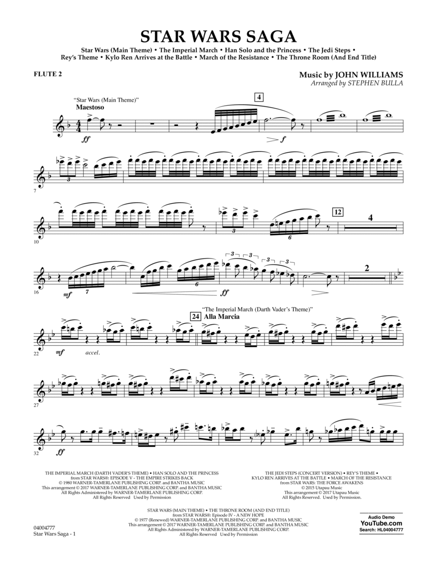 Star Wars Saga - Flute 2 Star Wars Saga - Flute 2 Flute scores gallery preview page 1