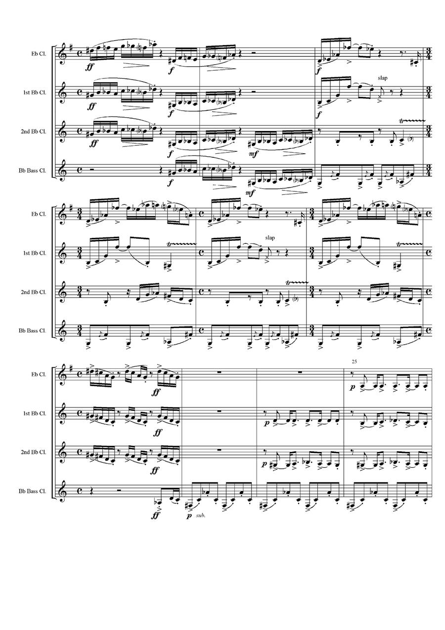 Arachnophobia, for clarinet quartet - score Clarinet Quartet scores gallery preview page 3