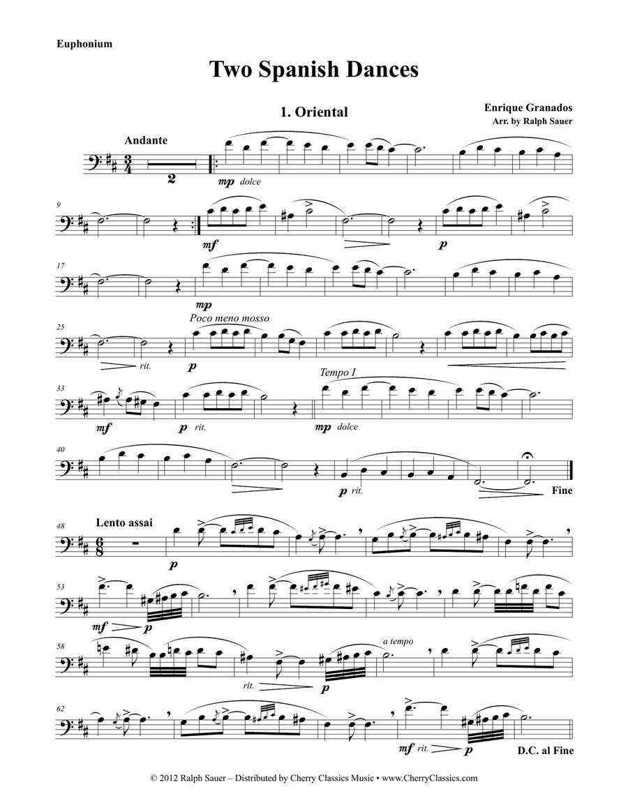Two Spanish Dances for Euphonium & Piano Euphonium scores gallery preview page 1