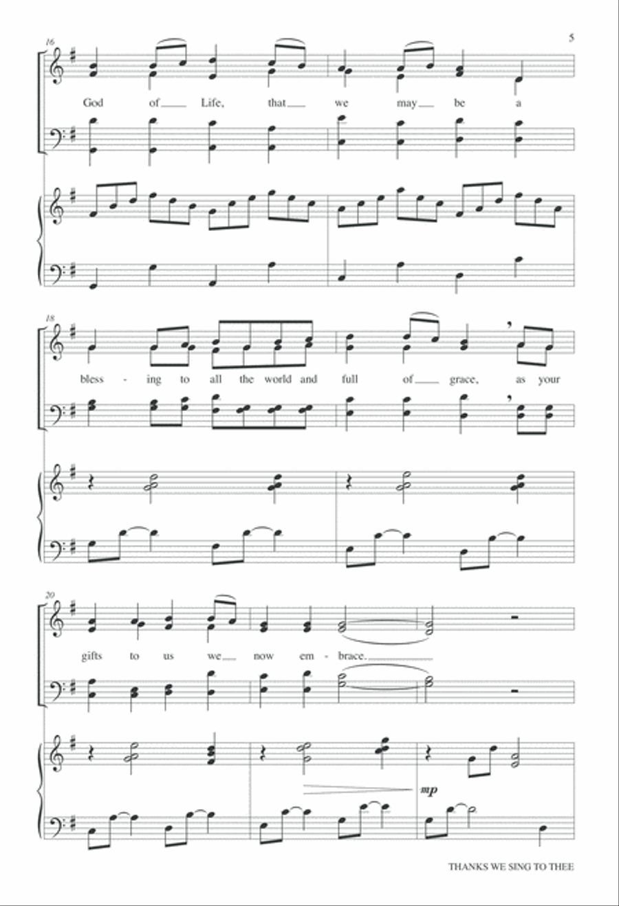 Thanks We Sing to Thee 4-Part scores gallery preview page 5