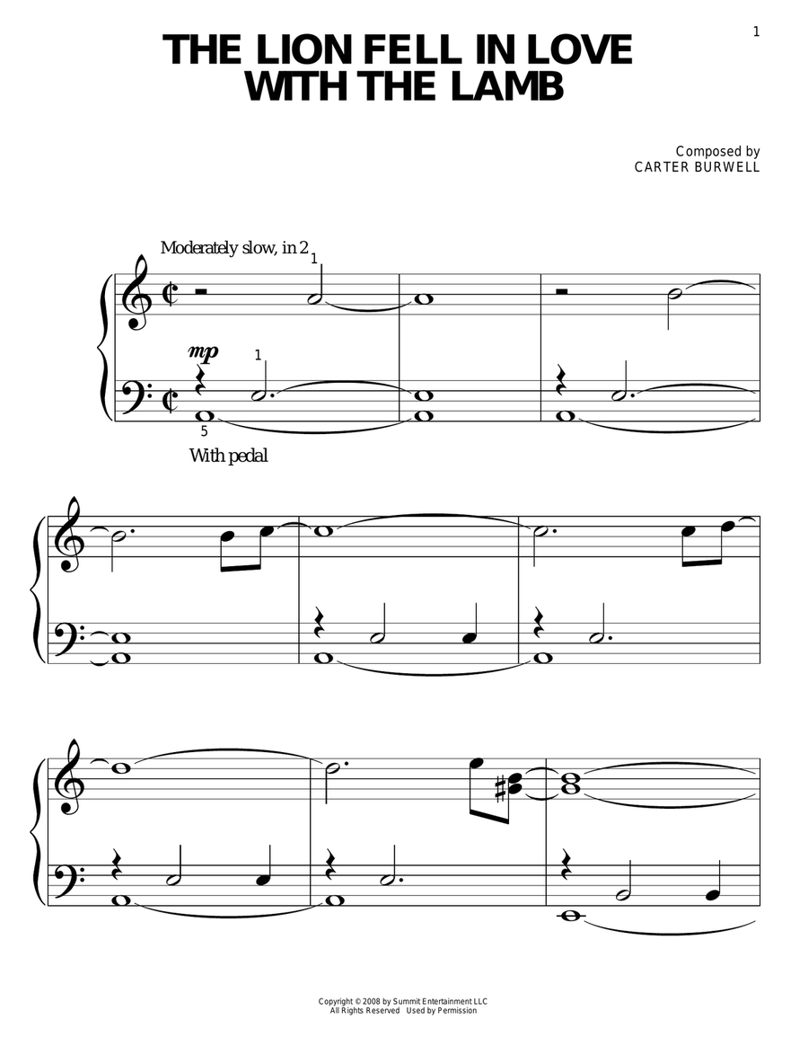 The Lion Fell In Love With The Lamb Easy Piano scores gallery preview page 1