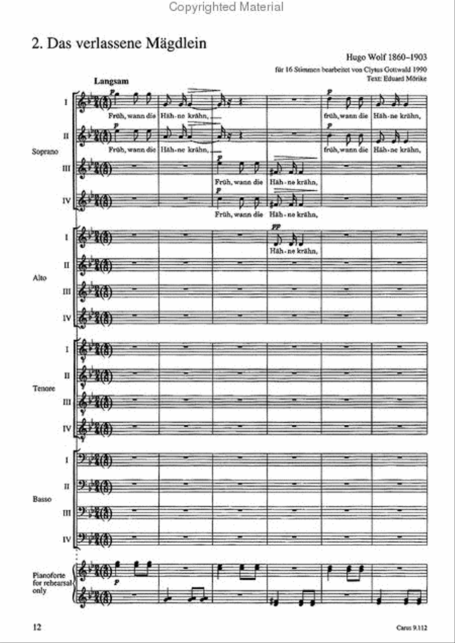 Vier Lieder (arr Gottwald) Choir scores gallery preview page 3