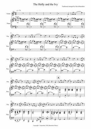 The Holly and the Ivy for Violin and Piano