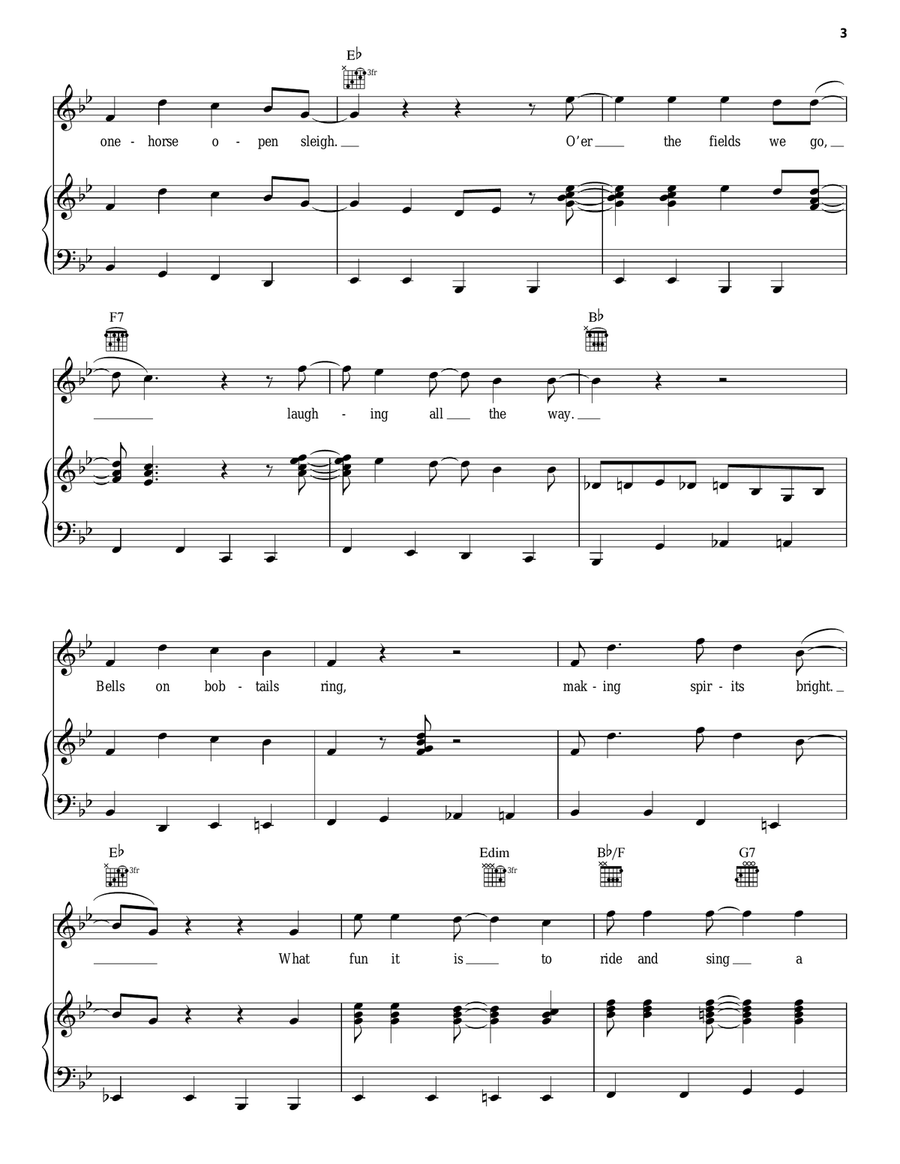 Jingle Bells Piano, Vocal, Guitar scores gallery preview page 3
