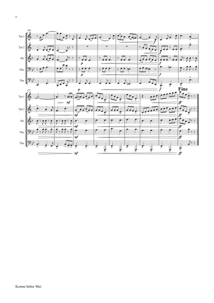 Komm lieber Mai - German Folk Song - Brass Quintet image number null