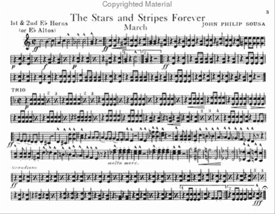 Sousa's Famous Marches - 1st & 2nd Eb Horn Concert Band scores gallery preview page 2