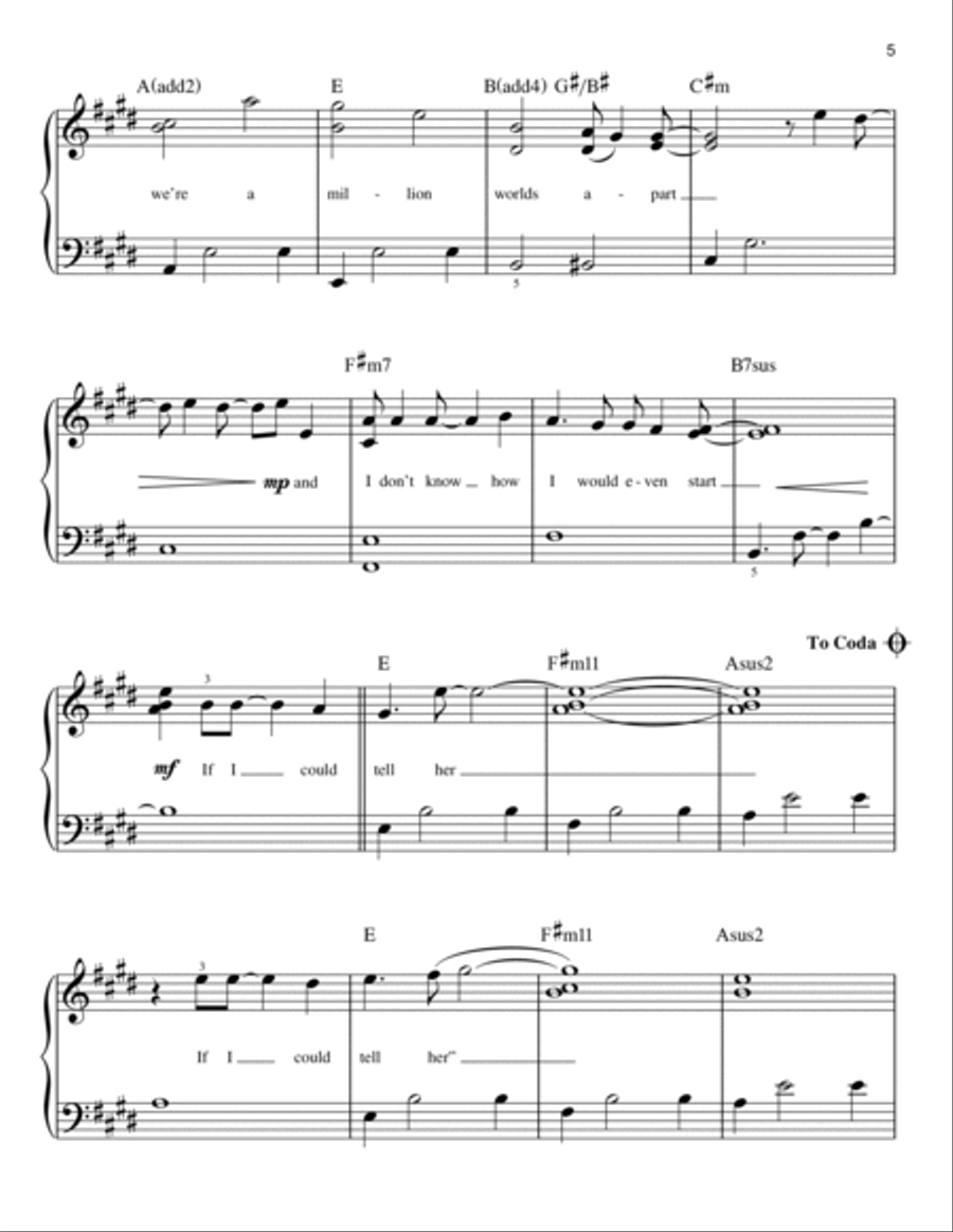 If I Could Tell Her (from Dear Evan Hansen) Easy Piano scores gallery preview page 5