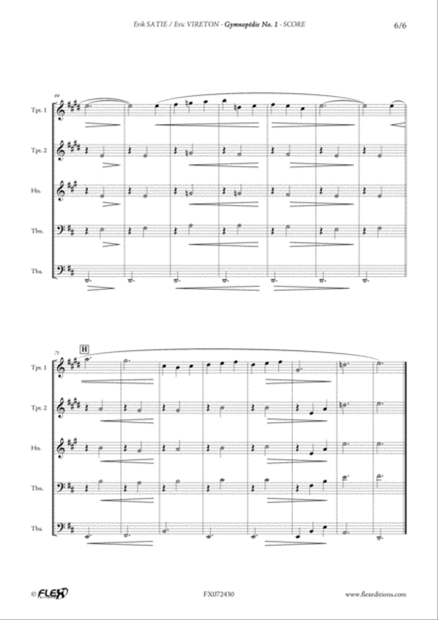 Gymnopedie No. 1 Gymnopedie No. 1 Brass Quintet scores gallery preview page 6