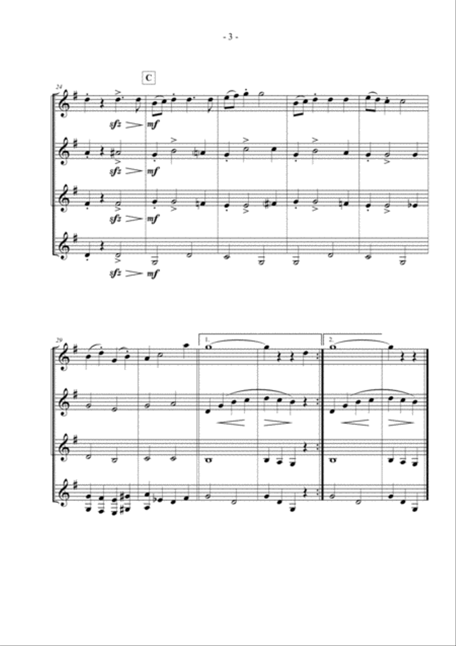 Santa Claus Is Comin' To Town Woodwind Quartet scores gallery preview page 5